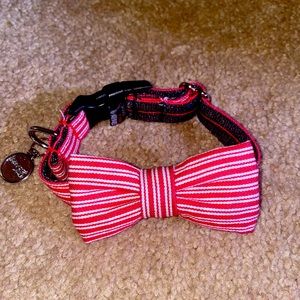 Dharf New high end red and white bow tie collar. XS